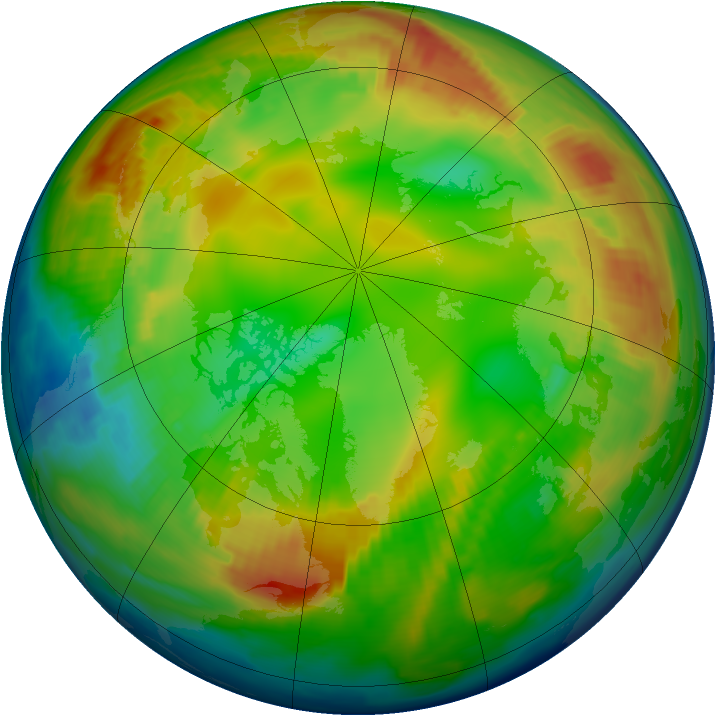 Arctic ozone map for 29 January 1997